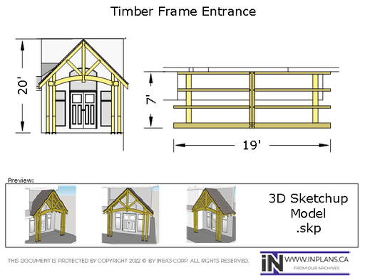 [Online Plans] 3D Model 10874 - 11x29 Timber frame Front Porch