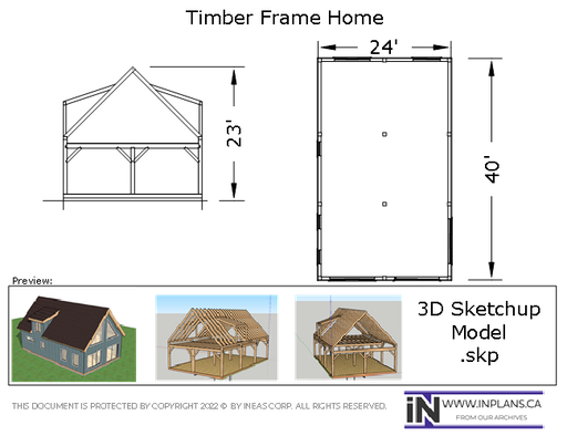[Online Plans] 3D Model 10918 - Timber frame House Design